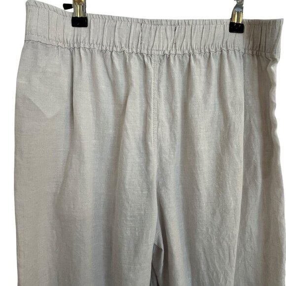 Tahari Essentials Womens M Linen White Pull On Wide Leg Crop Pants Coastal Beach - Picture 6 of 7